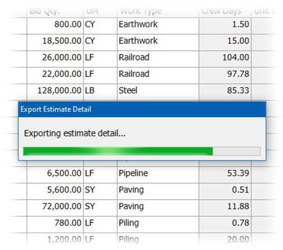 data transfer estimate to track 