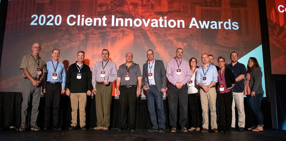 Construction software awards winners pictured at the B2W Software User Conference in March 2020